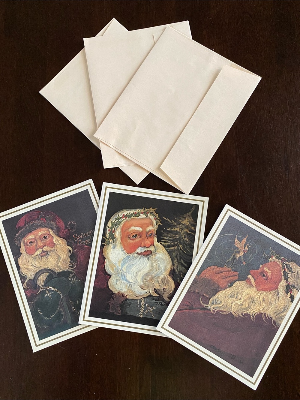 Bundle of 3 Vintage Santa Claus Holiday Cards featuring artwork of Marlene Coble